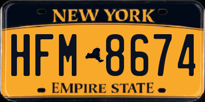 NY license plate HFM8674