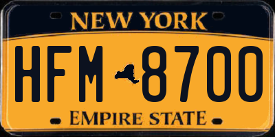 NY license plate HFM8700