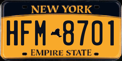 NY license plate HFM8701
