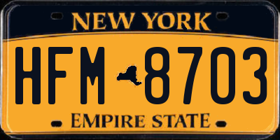 NY license plate HFM8703