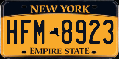 NY license plate HFM8923