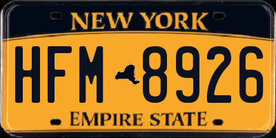 NY license plate HFM8926