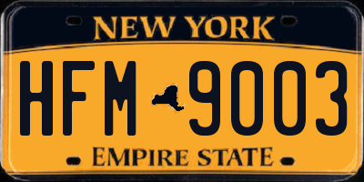 NY license plate HFM9003