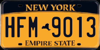 NY license plate HFM9013