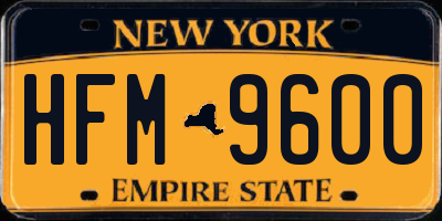 NY license plate HFM9600