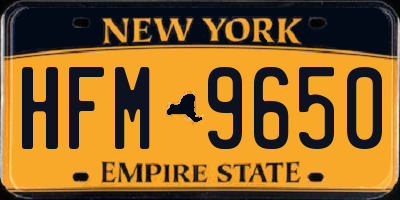NY license plate HFM9650