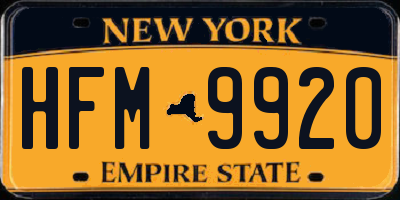 NY license plate HFM9920