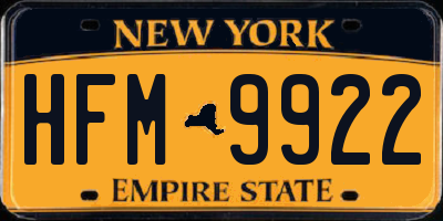 NY license plate HFM9922