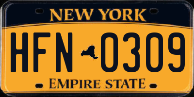 NY license plate HFN0309