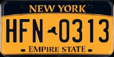 NY license plate HFN0313