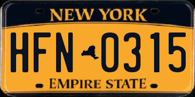 NY license plate HFN0315