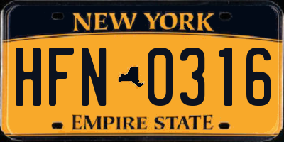 NY license plate HFN0316