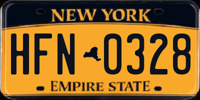 NY license plate HFN0328