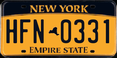 NY license plate HFN0331