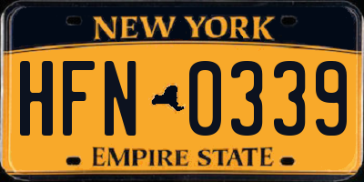 NY license plate HFN0339