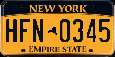 NY license plate HFN0345