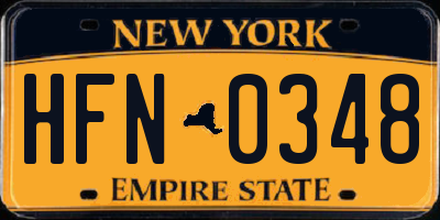 NY license plate HFN0348