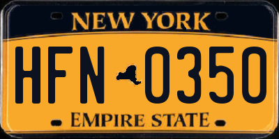 NY license plate HFN0350
