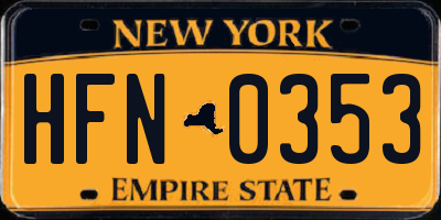 NY license plate HFN0353