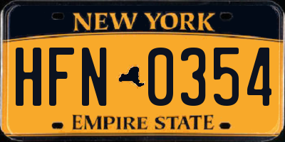 NY license plate HFN0354