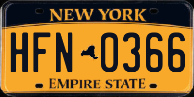 NY license plate HFN0366