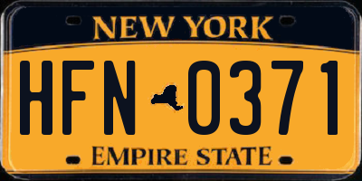 NY license plate HFN0371