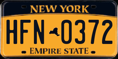 NY license plate HFN0372