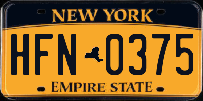 NY license plate HFN0375
