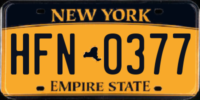 NY license plate HFN0377