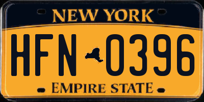 NY license plate HFN0396