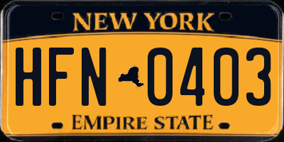 NY license plate HFN0403