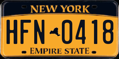 NY license plate HFN0418