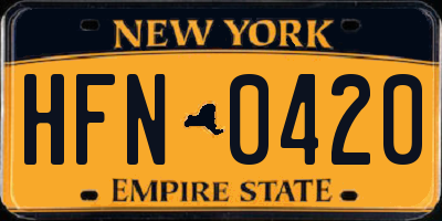 NY license plate HFN0420