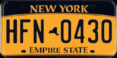 NY license plate HFN0430