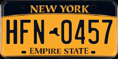 NY license plate HFN0457