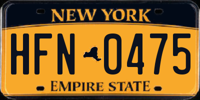 NY license plate HFN0475