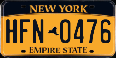 NY license plate HFN0476