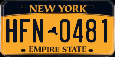 NY license plate HFN0481