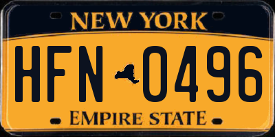 NY license plate HFN0496
