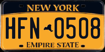 NY license plate HFN0508