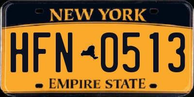 NY license plate HFN0513