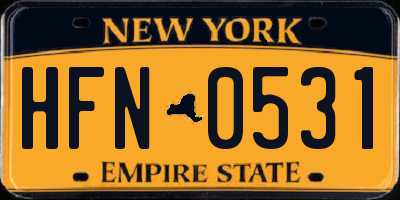 NY license plate HFN0531