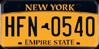 NY license plate HFN0540