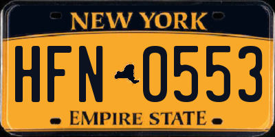 NY license plate HFN0553