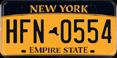 NY license plate HFN0554