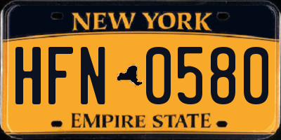 NY license plate HFN0580