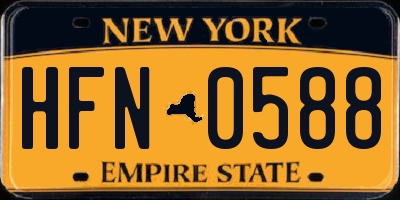 NY license plate HFN0588