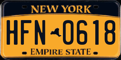 NY license plate HFN0618