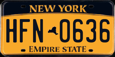 NY license plate HFN0636