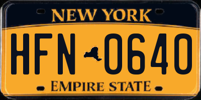 NY license plate HFN0640